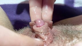 Huge clitoris rubbing and jerking orgasm in extreme close up masturbation