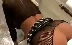 Krystal steal sucks cock in black fishnets