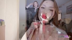 Stunning Rin's big cock wrecks her pink asshole while she gushes in stockings
