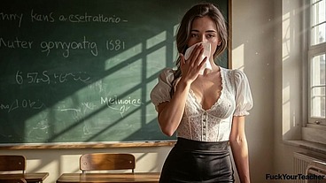 I Stayed After Class with My Teacher... She Locked the Door and Let Me Stretch Her Tight Pussy on the Desk [AI]