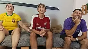 watching a game with friends