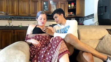 Spanish babysitter loses her innocence in rough kitchen roleplay