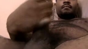 Sexy ebony stud KG jerks off his massive prick on his solo show