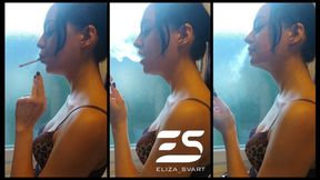 Smoking side profile face and neck view