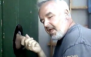 Blowjob and cum eating in Glory Hole