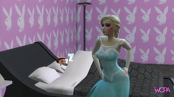 Frozen - Elsa and Anna rubbing in the bedroom