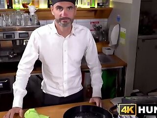 Fucking short haired brunette Lya Missy in exchange of funding for her husbands shop