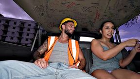 Str8 random worker fucks gaydaddy in public van