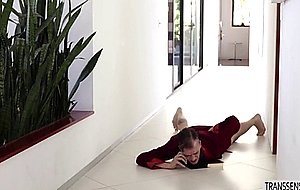 Cute transgirl mandy mitchell fucks on the massage table