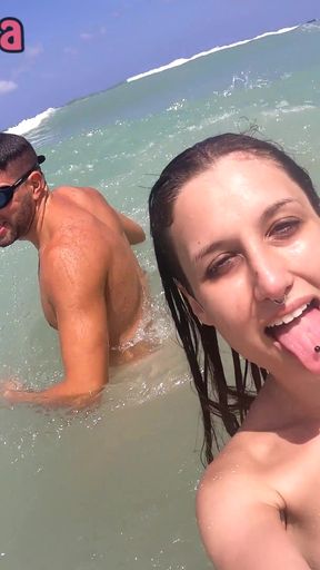 Thrilling moment from &quot;Having Fun With Hot Italian Girl In A Nude Beach&quot;