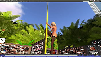 Second Life - Beautiful Blond Girl Dancing on Pole