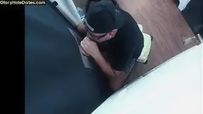 Gloryhole gay loves jerking big dick while sucking it