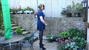 Alison can't stop wanking in the garden - Sexy Crossdresser