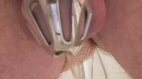 Surprise Pissing & Chastity Play with Anal Plug