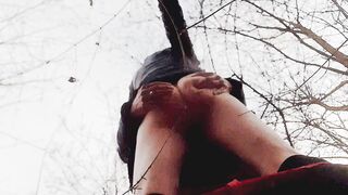 Too babe even for winter. Outdoor standing plowed quickie with super butt bimbos