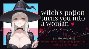 Futanari witch potion turns him into a sissy slut flooded with cum