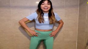 omorashi annalyne pissing yoga leggings first timer!