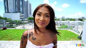 Tattooed Asian slut takes hard cock in all positions