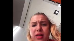 Public changing room tryst with teen blonde amateur