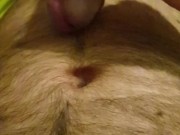 Cumming in my belly by edging the tip of my penis