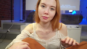 Emily Murr Amateur Redhead Gives POV Blowjob & Gets Facial