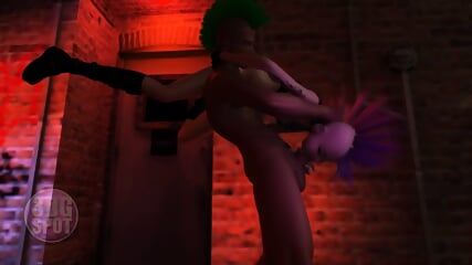 3DGSPOT - Wild Punk Girl Takes Big Dick&#x1F346; Stranger In Throat Through Various Positions! 3D ANIMATION!