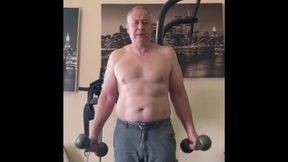 Fit Old Man Masturbating After Workout