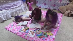 Picky, Stephanie & Bunny: Coloring on Floor