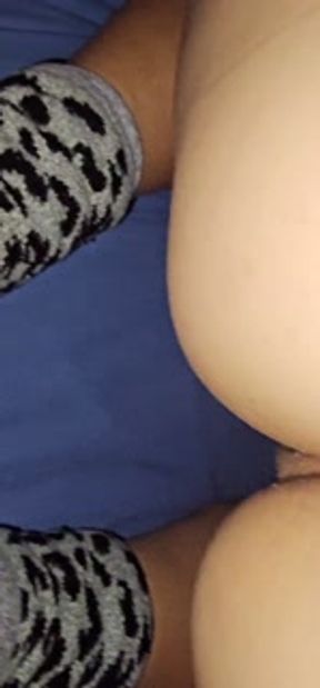 the pig broke my ass doggy style and cum in two seconds on my feet