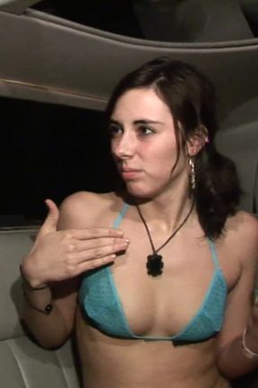 Party girls get naked in a limo