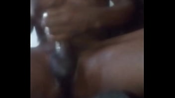 Oil long black pipe jacking off