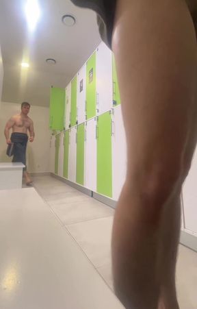 Twink caught in public showing off big dick at gym