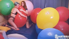 Q823 Three girls, many big balloons and a lot of spectacular pops - 480p