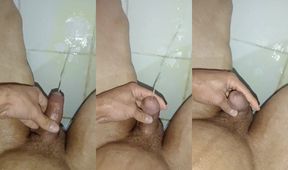 Desperate public pissing closeup almost caught they cumming golden shower