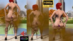 A beautiful giantess farting and pressing another beautiful woman's body against her gigantic butt. - FULL HD