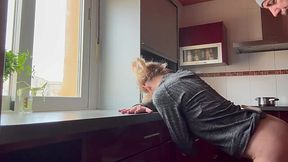 Hungry Housewife Fucks in the Kitchen - Pussy Munching to Doggy Style Creampie