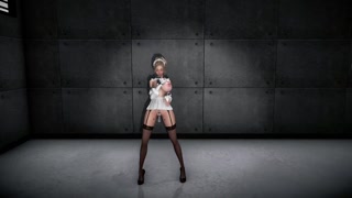 Cute girl with nipple piercing in black and white maid suit MMD sexy dance