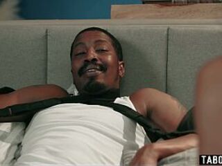 Black teen step daughter assists her step daddy with his damage