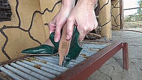 shoes in a metal trap