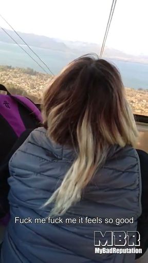 Riskiest BJ and fuck ever in public view point and cable car   Clip 1