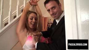 Handcuffed blonde Victoria indulges in action from behind