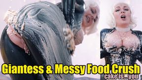 Giantess and Messy Food Crush: cake is you, baby (4K)