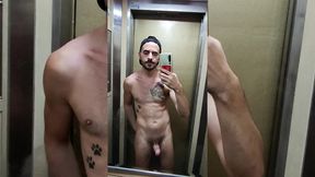 xisco fully naked inside the lift and jerk off