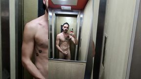 xisco fully naked inside the lift and jerk off