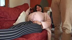 Pregnant MILF stepsister takes it in her hairy pussy