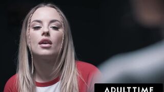 ADULT TIME - Sex Addict Kenna James Soaks Strangers With SQUIRTING ORGASM! HARD ROUGH THREESOME!