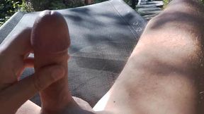 Handjob in the garden, Cum