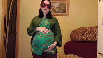 Hot pregnant slut Anna in costume