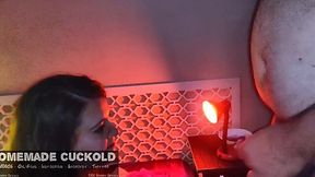 Wife sucks and swallows BBC at a naughty club