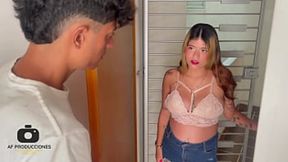 Neighbor's Latina buns gets filled with cum on her birthday